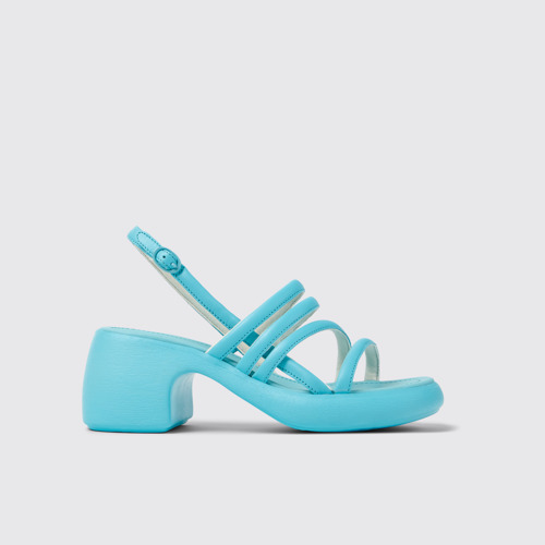 Side view of Thelma Sandal Blue Leather Sandals for Women.