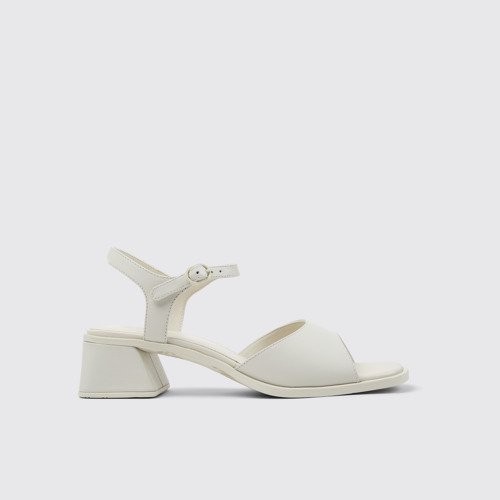 Image of Side view of Kora Sandal White Leather Sandals for Women.