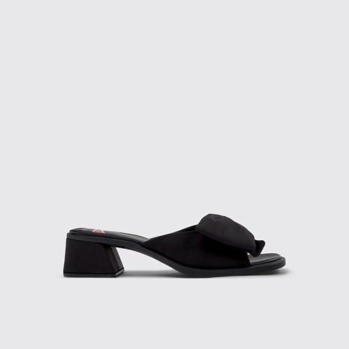 Image of Side view of Twins Black Recycled PET Sandals for Women.