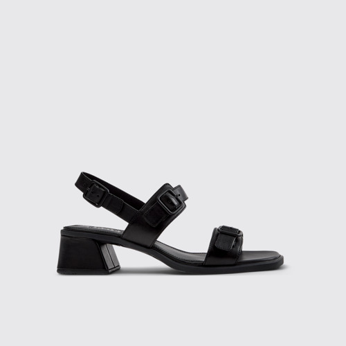 Image of Kora Sandal Schwarze Ledersandale für Damen.