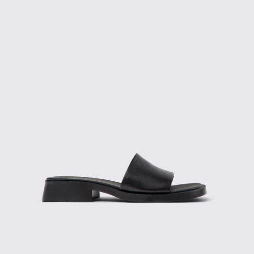 Side view of Dana Black Leather Sandals for Women.