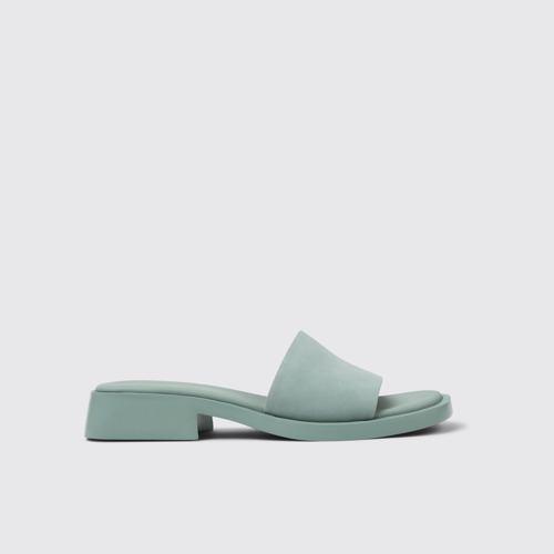Image of Dana Sandalias de nobuk verde para mujer.