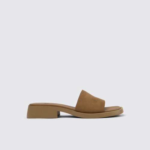 Side view of Dana Brown Nubuck Leather Sandals for Women.