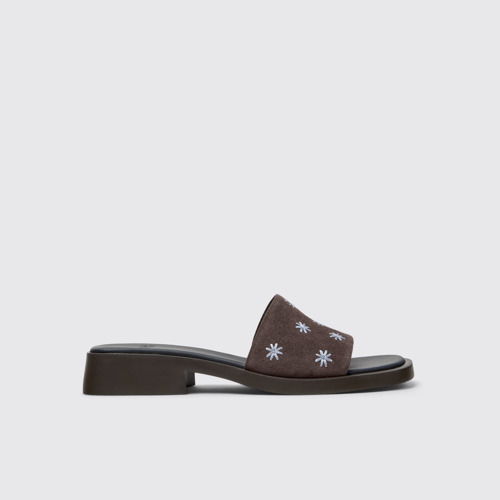 Side view of Dana Brown Suede Leather Sandals for Women.