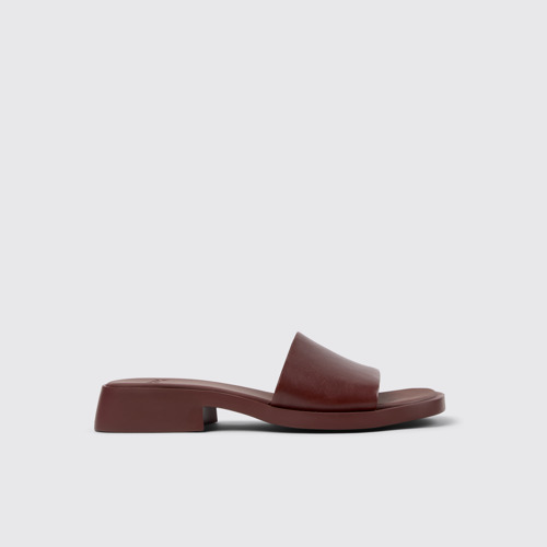 Side view of Dana Burgundy Leather Sandals for Women.