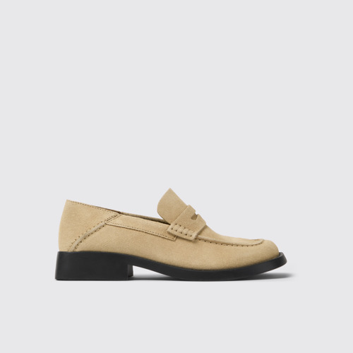 Image of Dana Mocasines de nobuk beige para mujer.