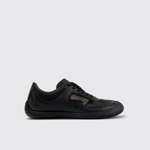 Image of Side view of Path Black Recycled PET Women's Sneakers.
