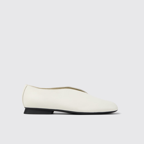 Image of Side view of Casi Myra White Leather Women's Shoes.