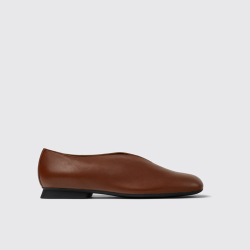 Image of Side view of Casi Myra Red Leather Shoes for Women.
