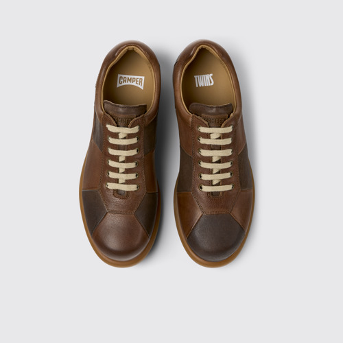 Overhead view of Twins Brown Leather Shoes for Women.