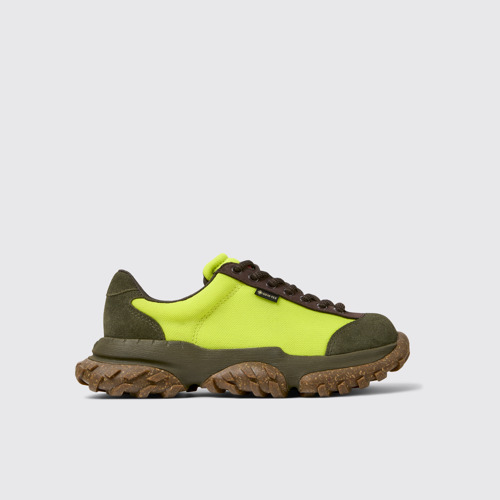 Side view of Karst Trek Green and Brown Textile and Nubuck Sneakers for Women.