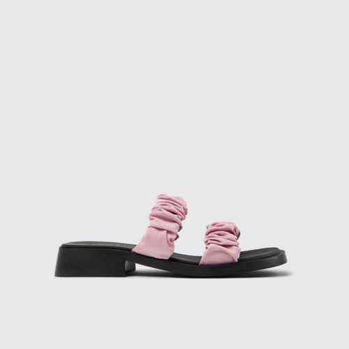 Image of Dana Pink Recycled PET Sandals for Women. modelin yandan görünümü