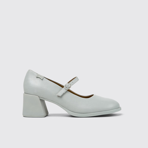 Side view of Kora Gray Leather Moccasins for Women.