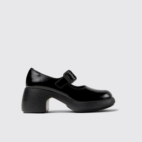 Side view of Thelma II Black Leather Moccasins for Women.
