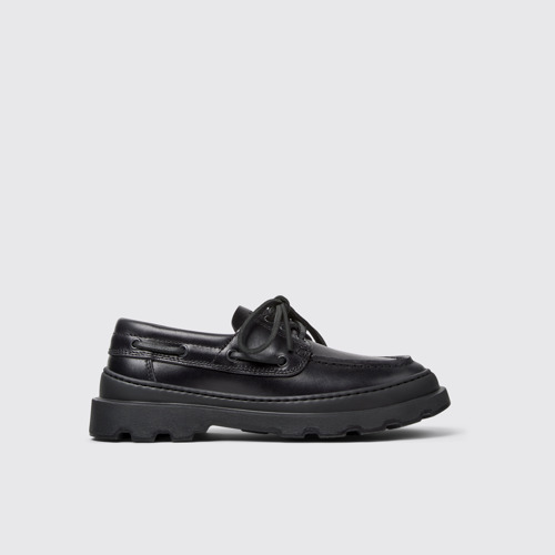 Side view of Brutus+ Black Leather Shoes for Women.
