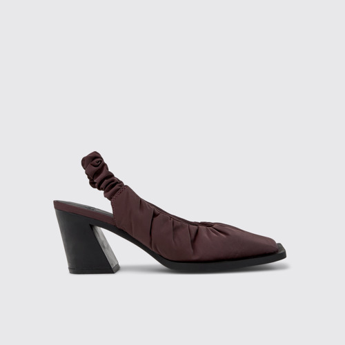 Side view of Karole Burgundy Textile Semi-Open Shoes for Women.