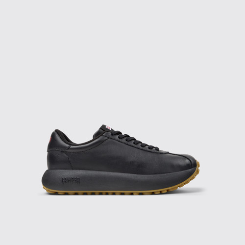 Side view of Pelotas Athens Black Leather Sneaker for Women.