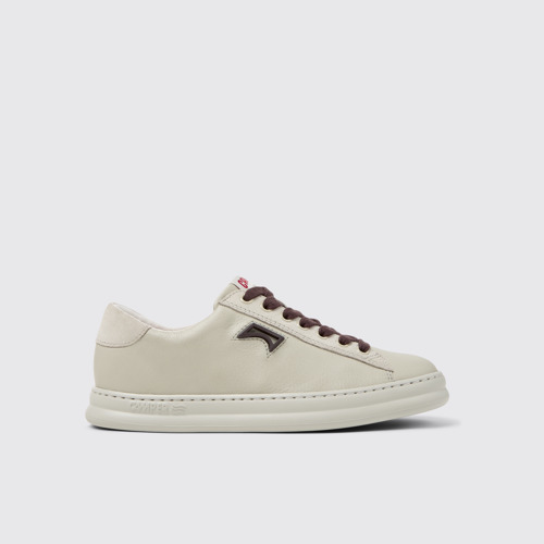 Side view of Runner Gray Leather and Nubuck Sneaker for Women.
