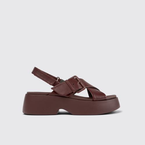 Tasha Sandalias de piel burdeos para mujer.