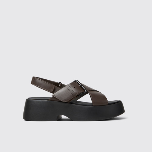 Side view of Tasha Brown Leather Sandals for Women.