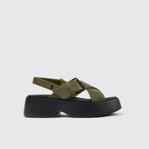 Tasha Sandalias de piel verdes para mujer.