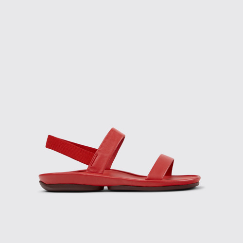 Side view of Right Isla Red Leather Sandals for Women.