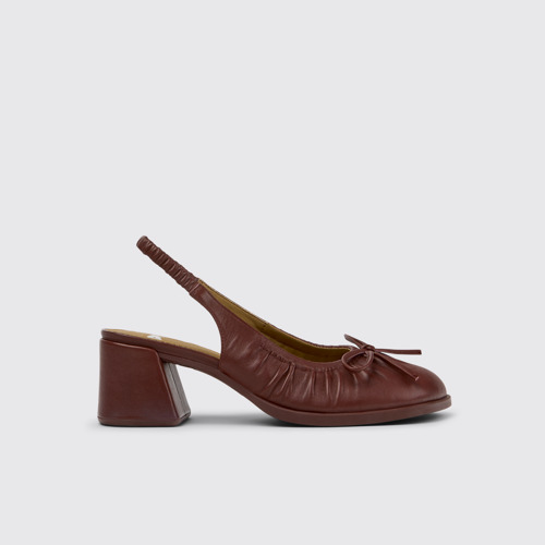 Kora Zapatos semiabiertos de piel burdeos para mujer.