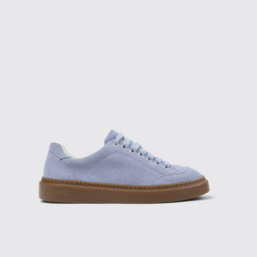 Side view of Runner Twentyfive Blue Suede Sneakers for Women.