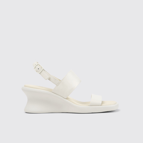 Side view of Louise Sandal White Leather Sandals for Women.