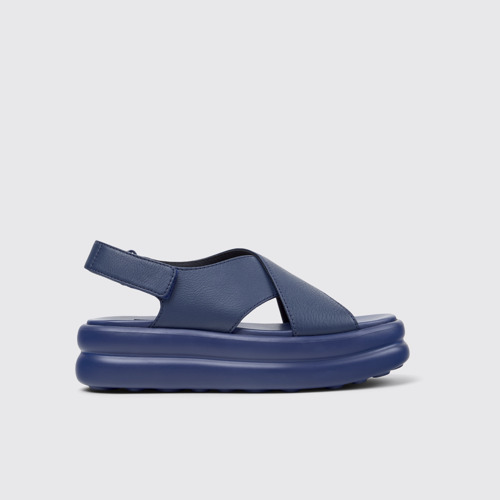Side view of Pelotas Flota Up Blue Leather Sandals for Women.