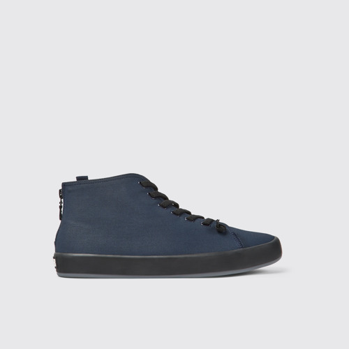 Image of Side view of Andratx Navy blue textile sneakers for men