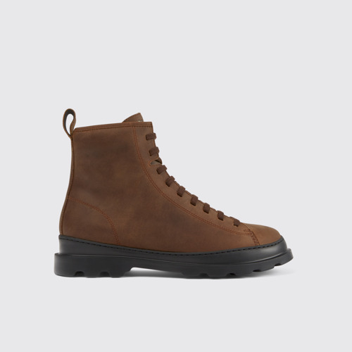 Image of Side view of Brutus Brown medium lace boot for men