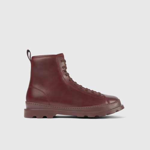 Image of Side view of Brutus Burgundy leather ankle boots for men