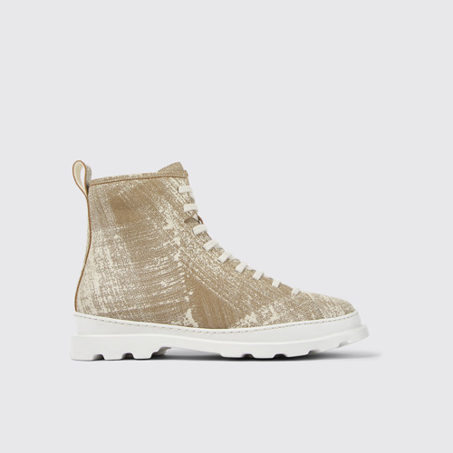 Side view of Brutus White-beige brushed nubuck boot for men
