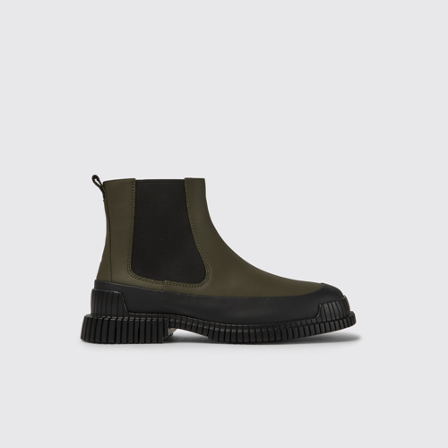Image of Pix Stivaletto Chelsea verde in pelle da uomo