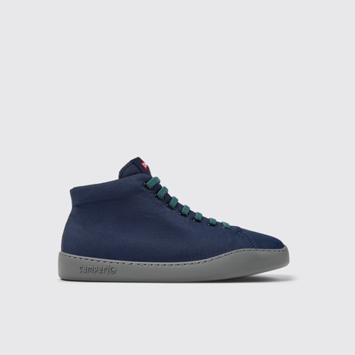 Image of Side view of Peu Touring Blue Textile Sneaker Boots for Men.