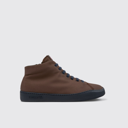 Image of Side view of Peu Touring Brown Recycled PET Sneaker Boots for Men.