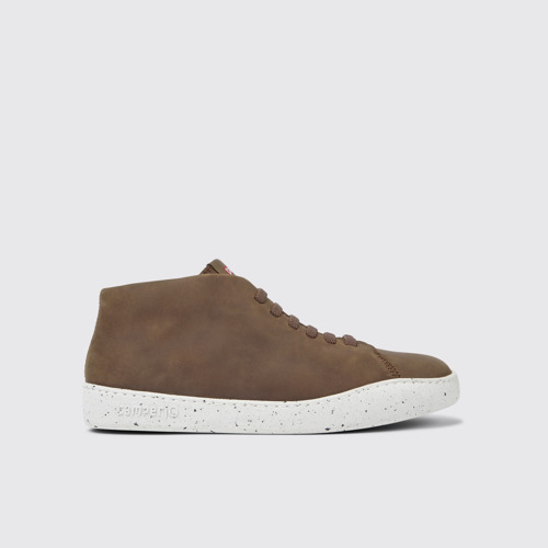 Side view of Peu Touring Brown leather sneakers for men