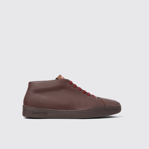 Image of Side view of Peu Touring Brown leather sneakers for men