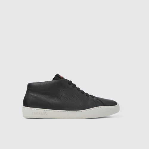 Side view of Peu Touring Black leather sneakers for men