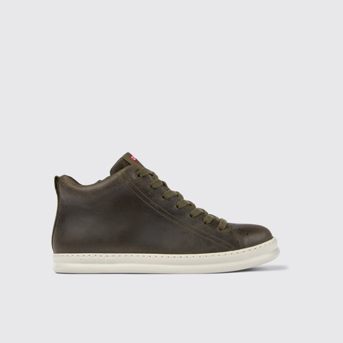 Image of Side view of Runner Green leather sneakers for men