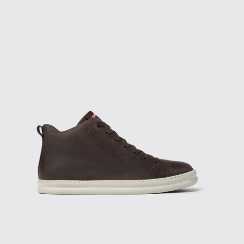 Image of Side view of Runner Brown nubuck ankle boots for men