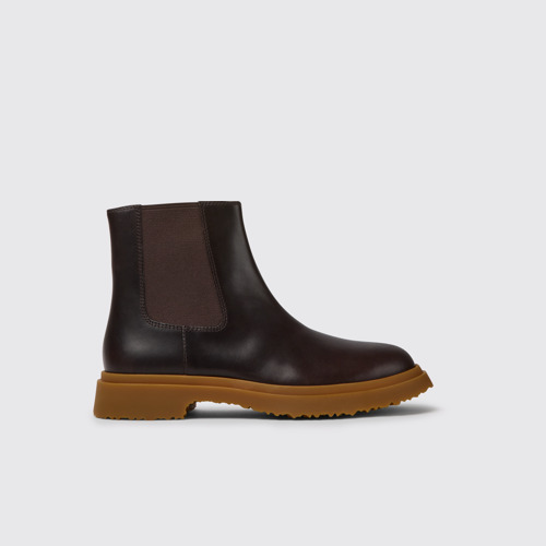 Image of Side view of Walden Dark brown leather boots for men