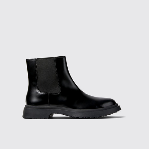 Image of Side view of Walden Black leather ankle boots for men