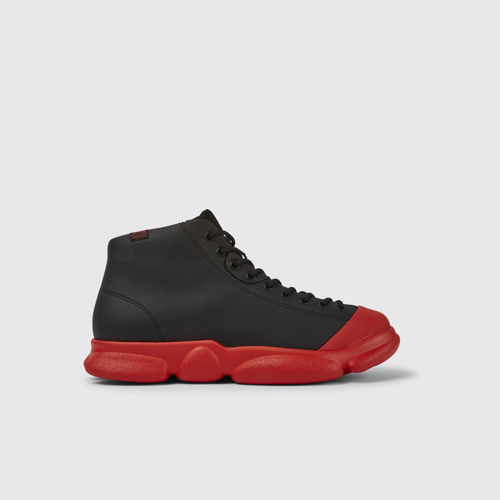 Side view of Karst Black leather ankle boots for men