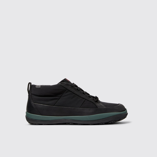 Side view of Peu Pista GM - PrimaLoft Black Textile and Leather Ankle Boots for Men.