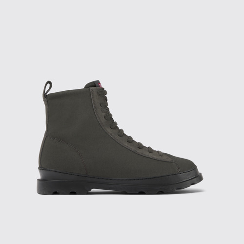 Image of Side view of Brutus Gray textile and nubuck ankle boots for men