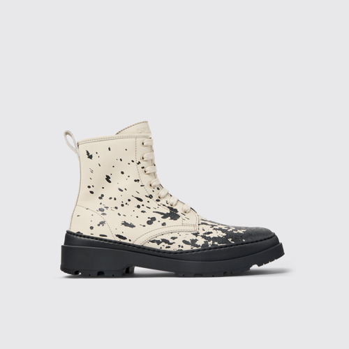 Image of Side view of Brutus Trek White-black medium boots for men