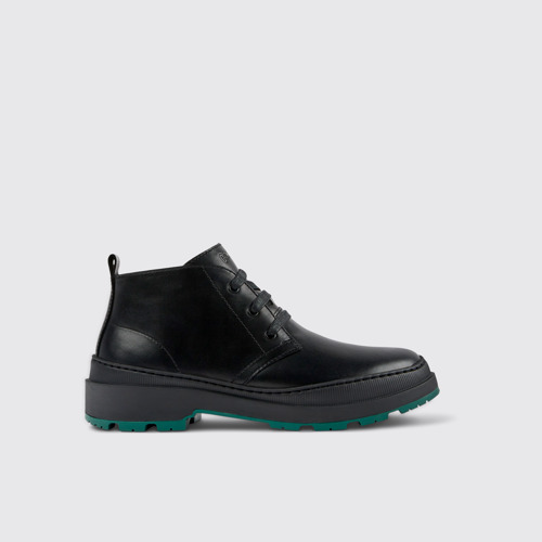Image of Side view of Brutus Trek Black leather shoes for men