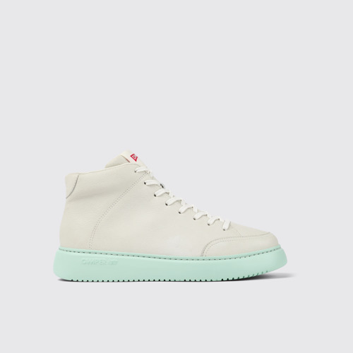 Image of Side view of Runner K21 White Leather Sneaker Bootie for Men